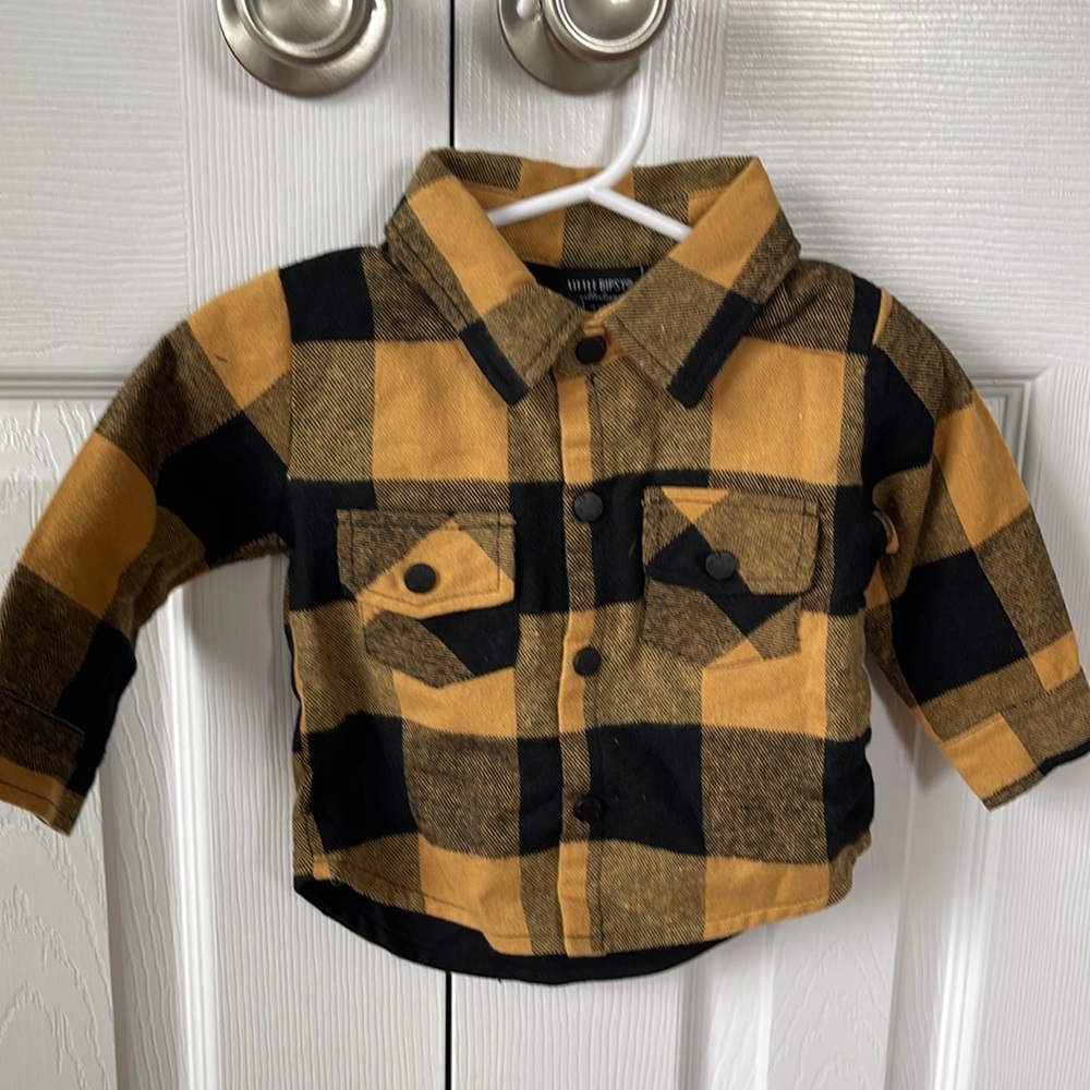 Little Bipsy 3-6 month boys black and yellow button down